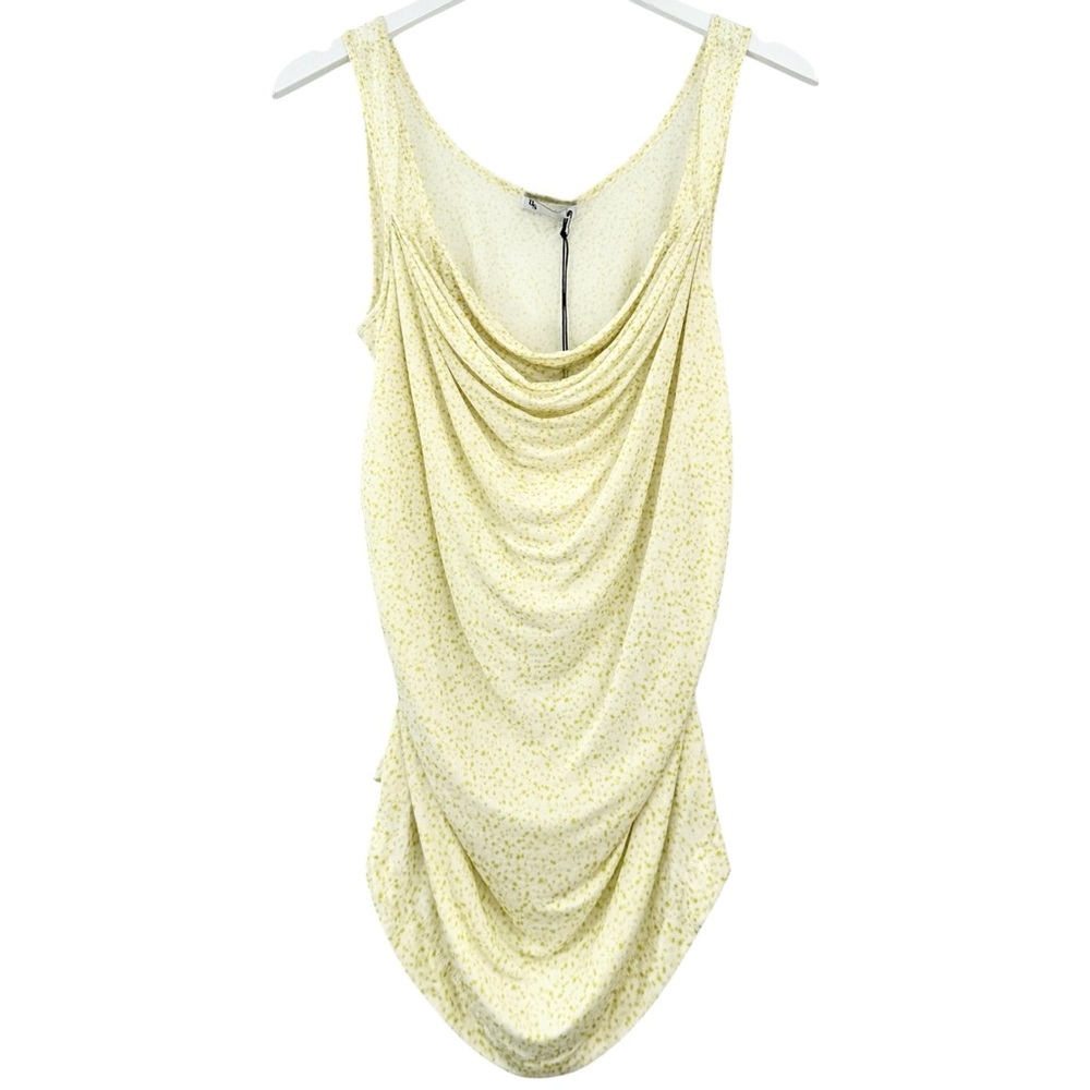 NWT UNCLE STUDIOS White Yellow Green Semi Sheer Sleeveless Top sz M